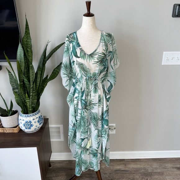 Kona Sol Palm Leaf Sheer Swim Coverup - Picture 8 of 8